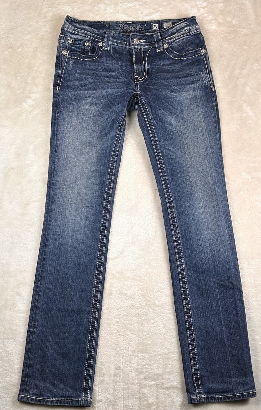 Miss Me Jeans Womens Sz 29 Embellished Straight JE5321TL Cotton Western Cowgirl